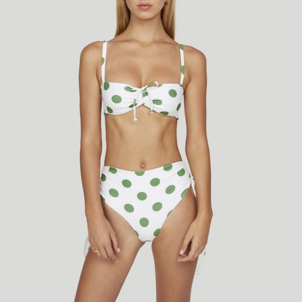 Faithfull the Brand White Bikini with Green Polka Dots - Picture 3 of 11